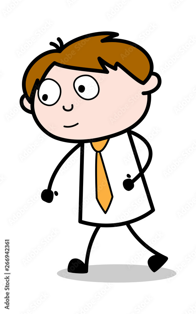 Walking Style - Office Salesman Employee Cartoon Vector Illustration﻿