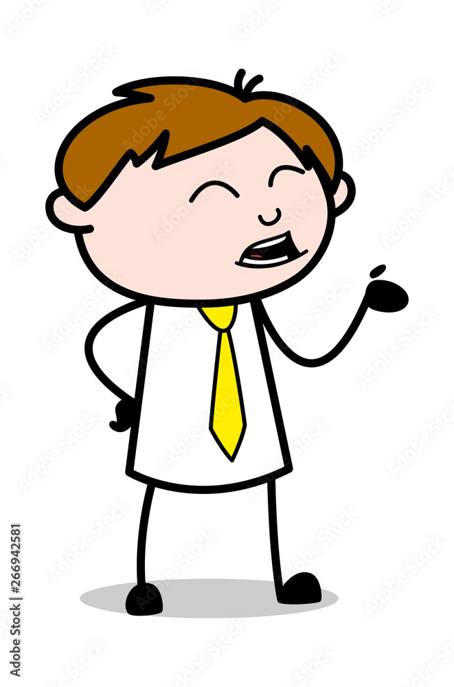 Talking Gesture - Office Salesman Employee Cartoon Vector Illustration﻿