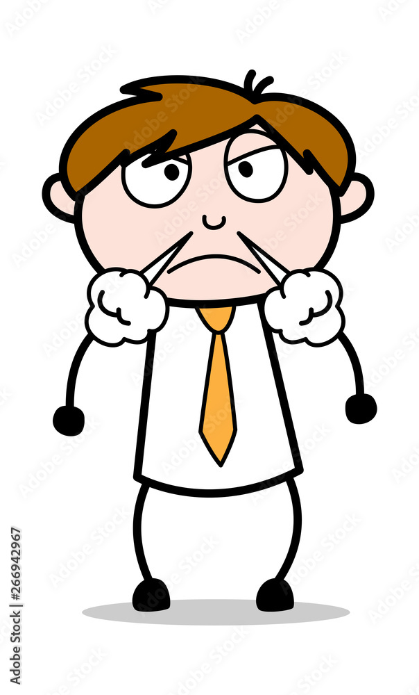 Very Aggression - Office Salesman Employee Cartoon Vector Illustration﻿