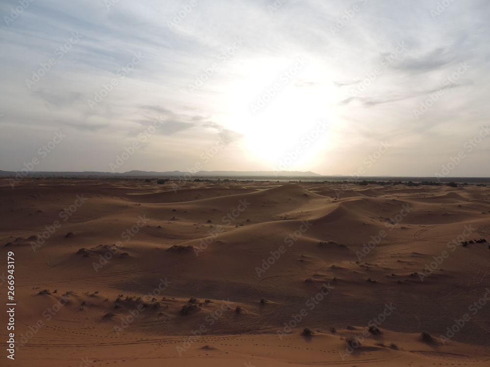 Sunset in the Sahara desert