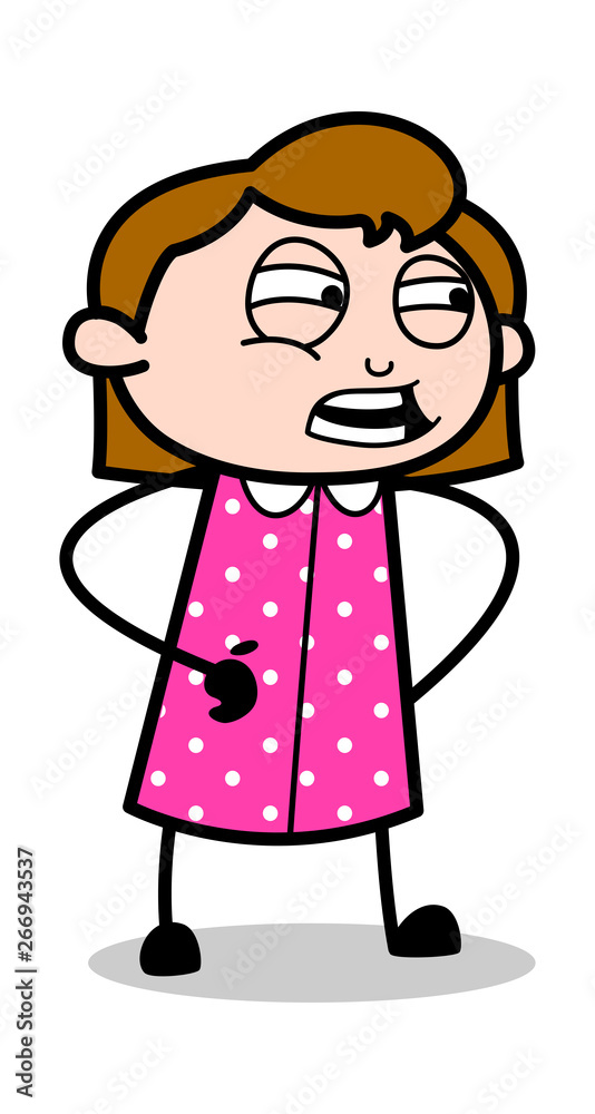 Irritating - Retro Office Girl Employee Cartoon Vector Illustration Irritating - Retro Office Girl Employee Cartoon Vector Illustration
