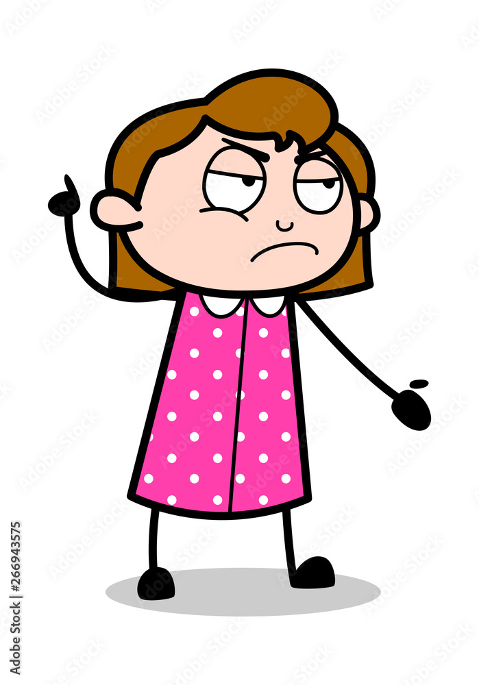 Talking in Aggression with Hand Gesture - Retro Office Girl Employee Cartoon Vector Illustration Talking in Aggression with Hand Gesture - Retro Office Girl Employee Cartoon Vector Illustration