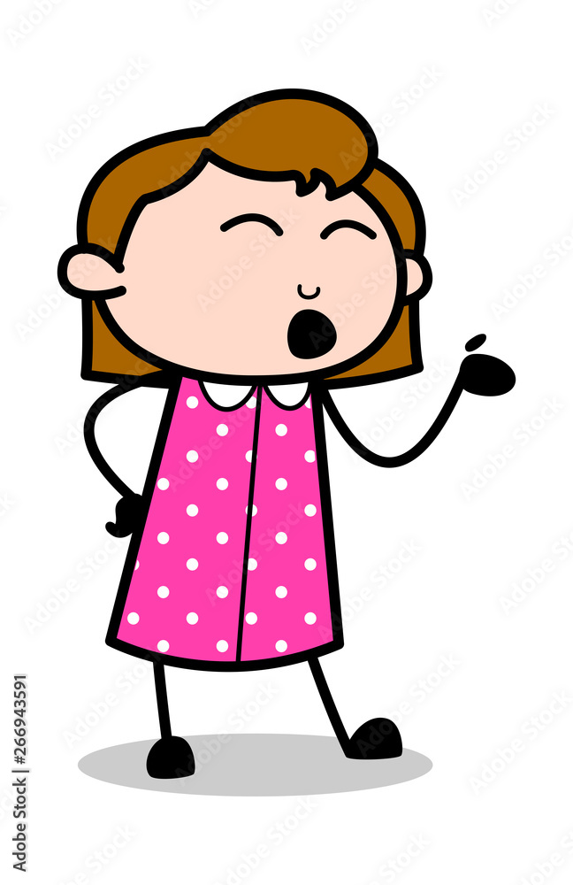 Talking Gesture - Retro Office Girl Employee Cartoon Vector Illustration Talking Gesture - Retro Office Girl Employee Cartoon Vector Illustration