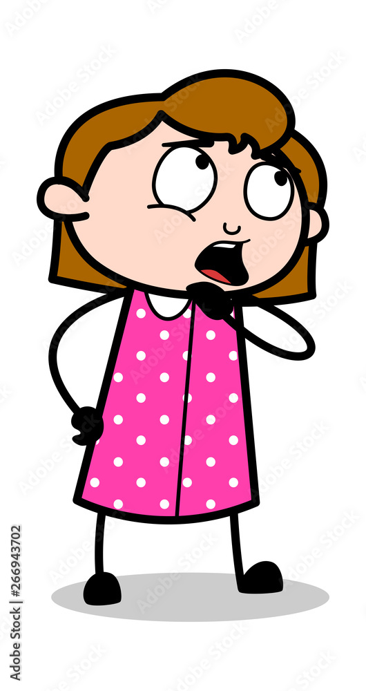 Planning - Retro Office Girl Employee Cartoon Vector Illustration﻿