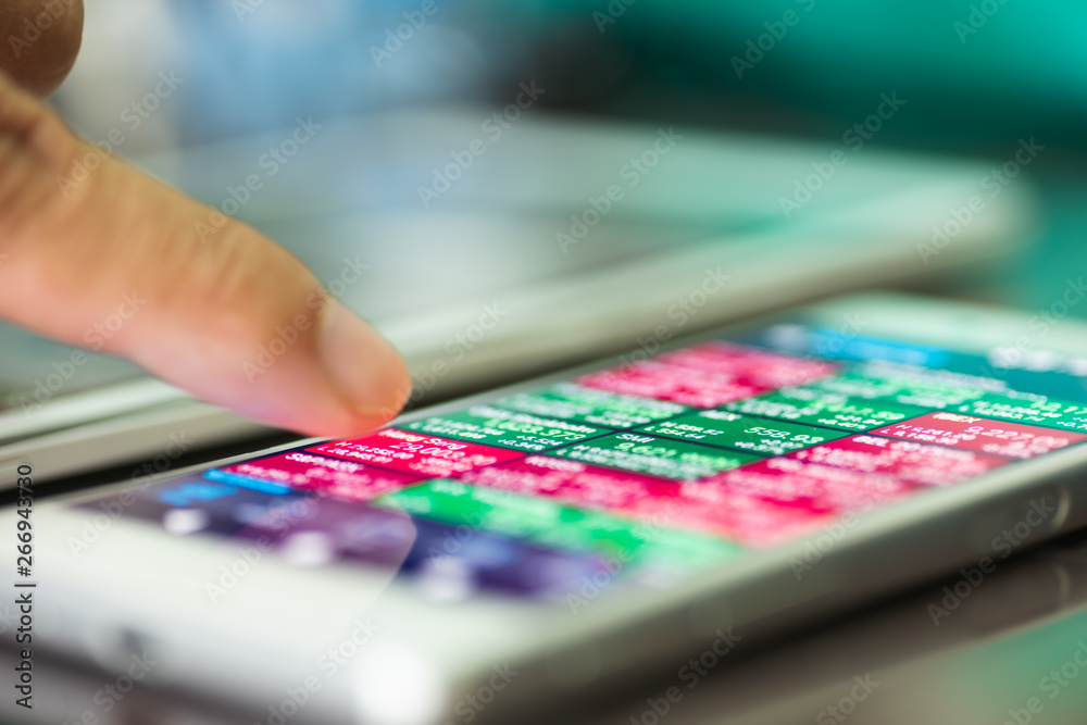 stock market application on touchscreen smartphone stock market application on touchscreen smartphone