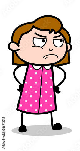 Disappointed - Retro Office Girl Employee Cartoon Vector Illustration﻿