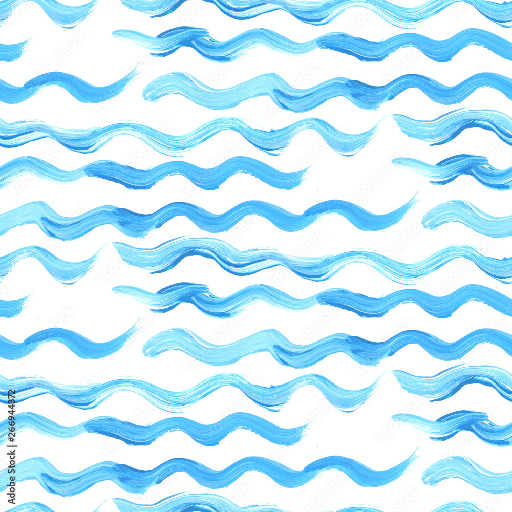 Blue paint brush strokes waves seamless pattern Blue paint brush strokes waves seamless pattern