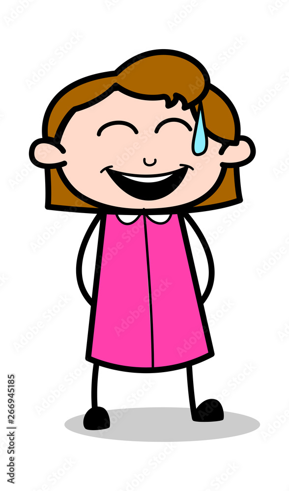 Laughing Loudly - Retro Office Girl Employee Cartoon Vector Illustration Laughing Loudly - Retro Office Girl Employee Cartoon Vector Illustration