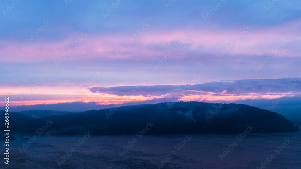Colorful sky during sunset ,looking across the Susquehanna River toward Wrightsville, Lancaster County, PA