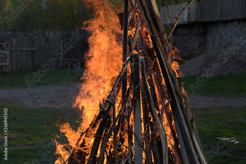 Great ritual bonfire on the Old Slavonic holiday photo