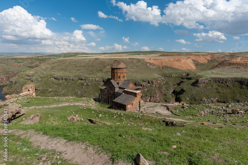 Old church, ruined city in Ani,Turkey. Historical landmarks. photo