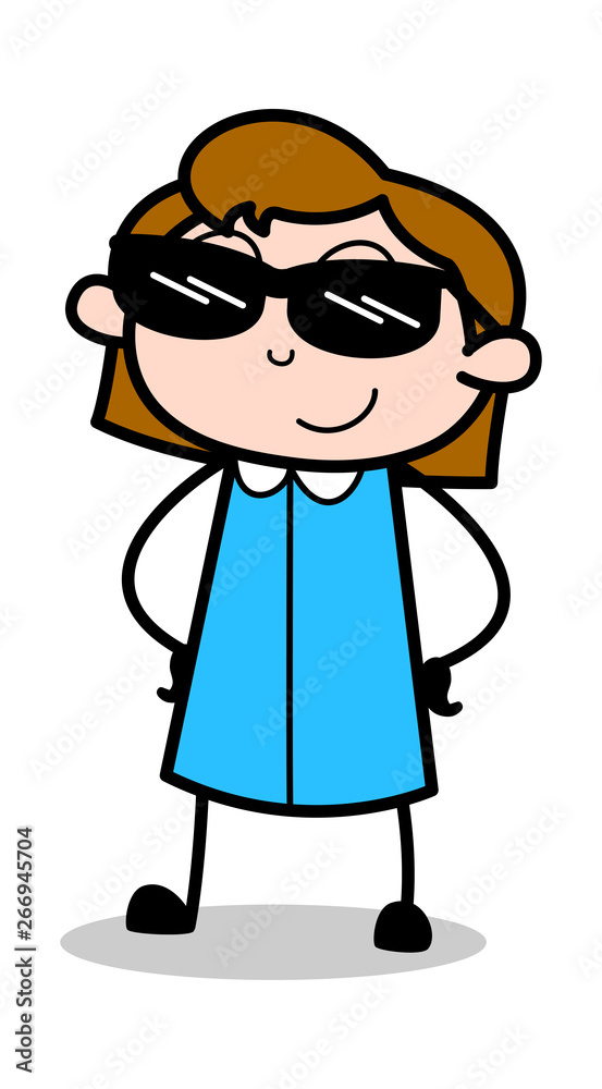 Fancy Sunglasses - Retro Office Girl Employee Cartoon Vector Illustration Fancy Sunglasses - Retro Office Girl Employee Cartoon Vector Illustration