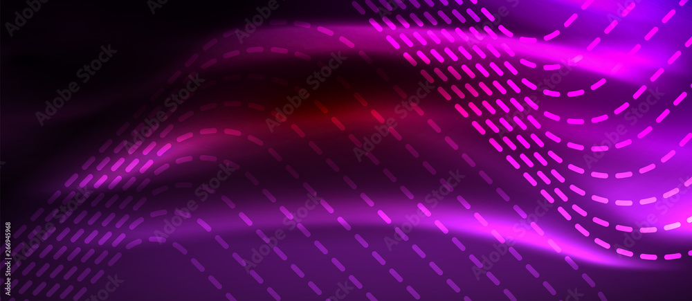 Obraz premium Neon glowing techno lines, hi-tech futuristic abstract background template with square shapes