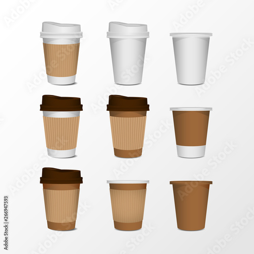 coffee cup Mock up. isolated on white. vector
