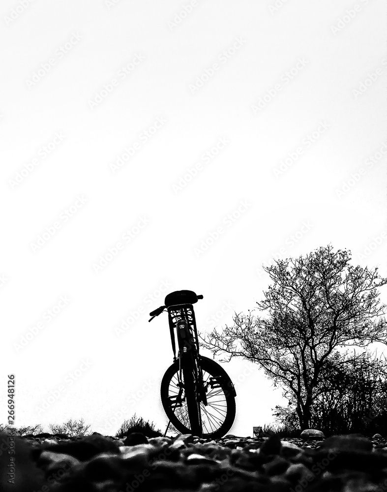 Obraz premium Cycle with nature beauty in blackandwhite feature 