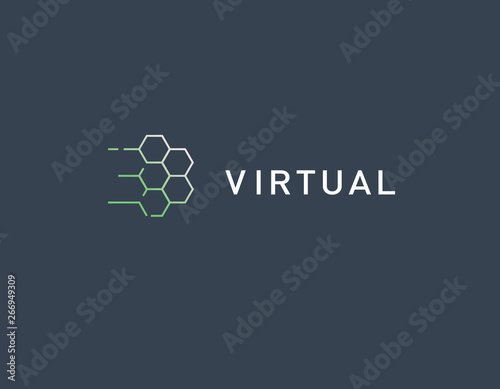 Geometric logo icon abstract lines virtual reality