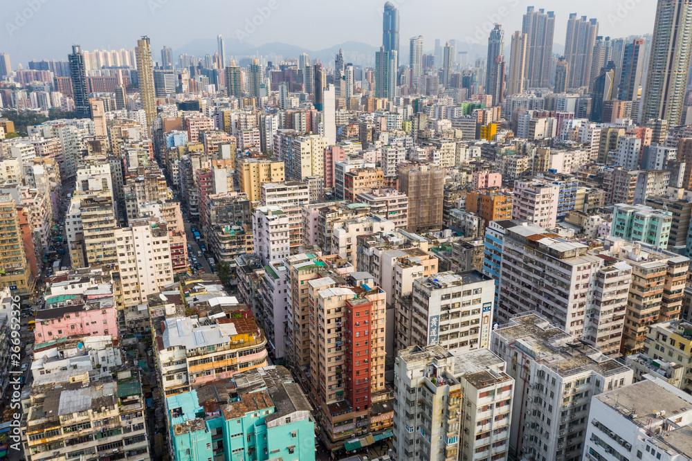  Top view of Hong Kong urban city