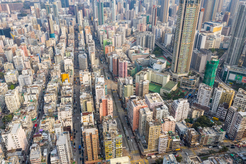 Top down view of Hong Kong city