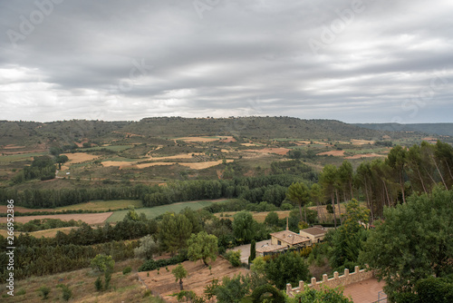 Landscape of a small village in Spain with cloudy weather
