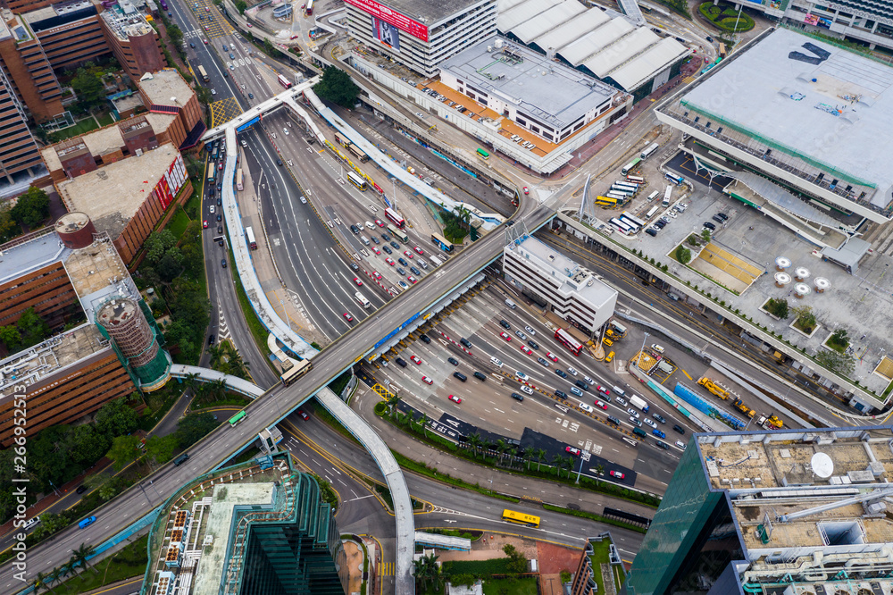 Top view of Hong Kong cross harbor tunnel