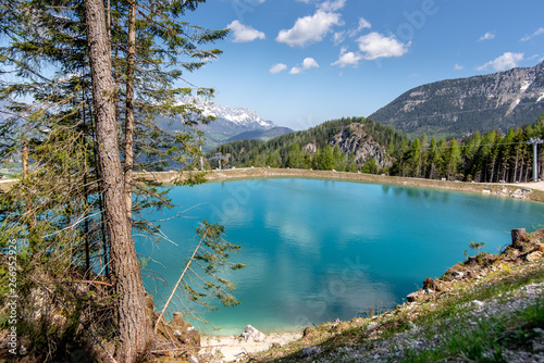 Picturesque Bavarian Alps, Schönau, view of mountain lakes with clean, crystalline water reflecting the sky and forest
