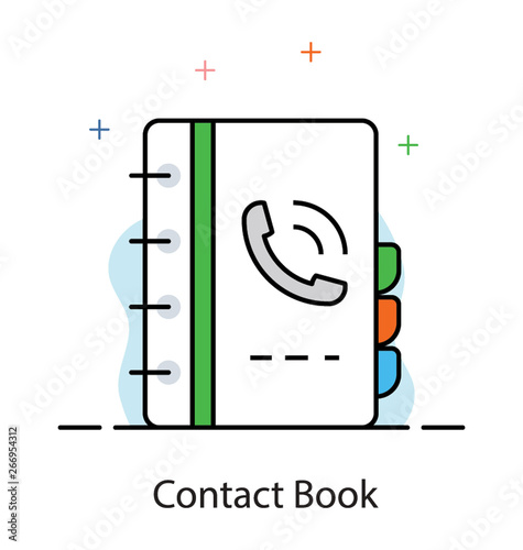Flat design of contact book, phone book vector