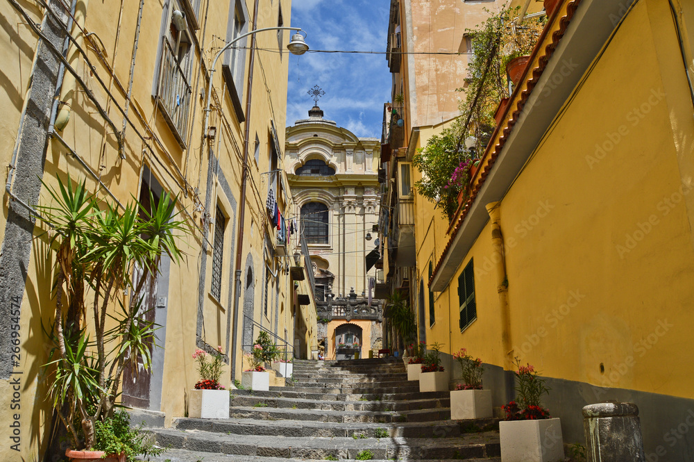 A street in the historic center of Naples, in Italy