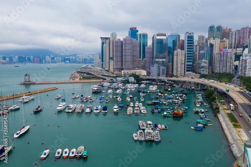 Top view of Hong Kong island district © leungchopan