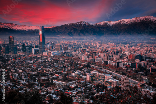 Atardecer en Santiago de Chile photo