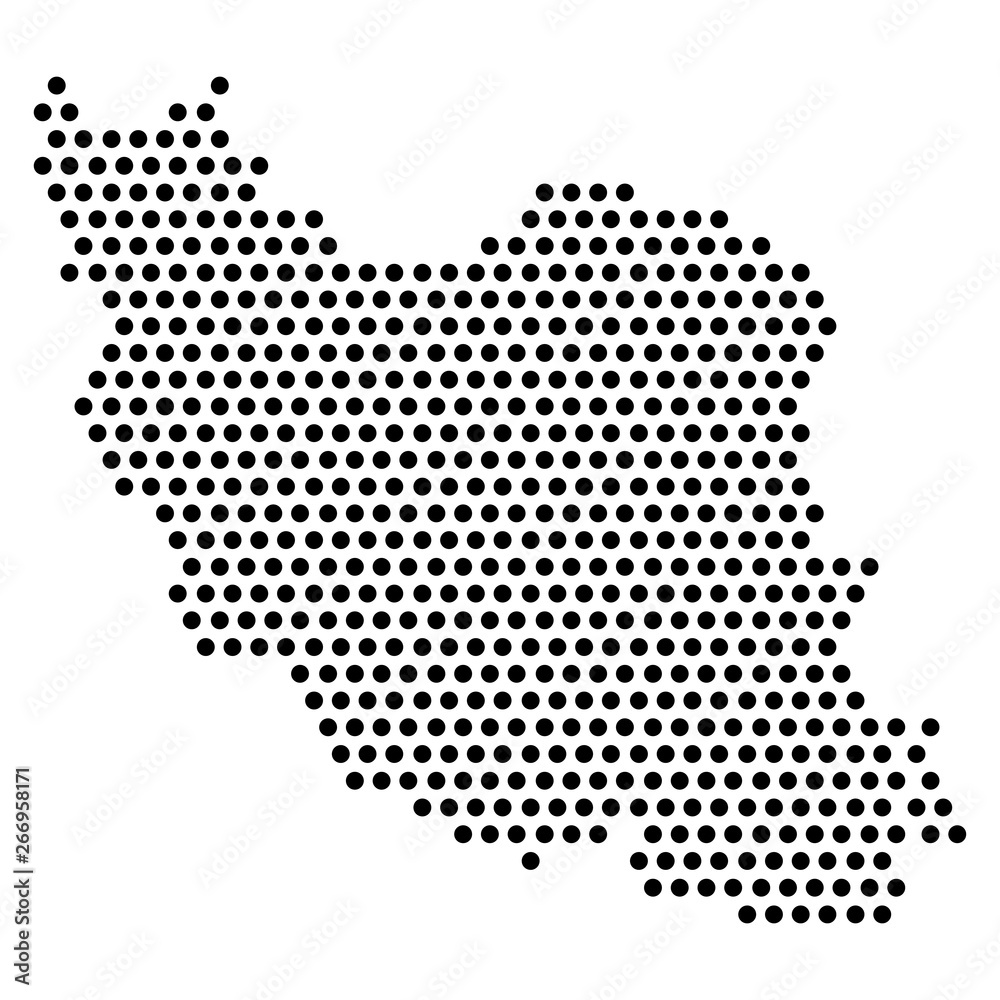 Isolated dotted political map of iran - Vector