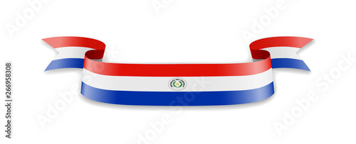 Paraguay flag in the form of wave ribbon.