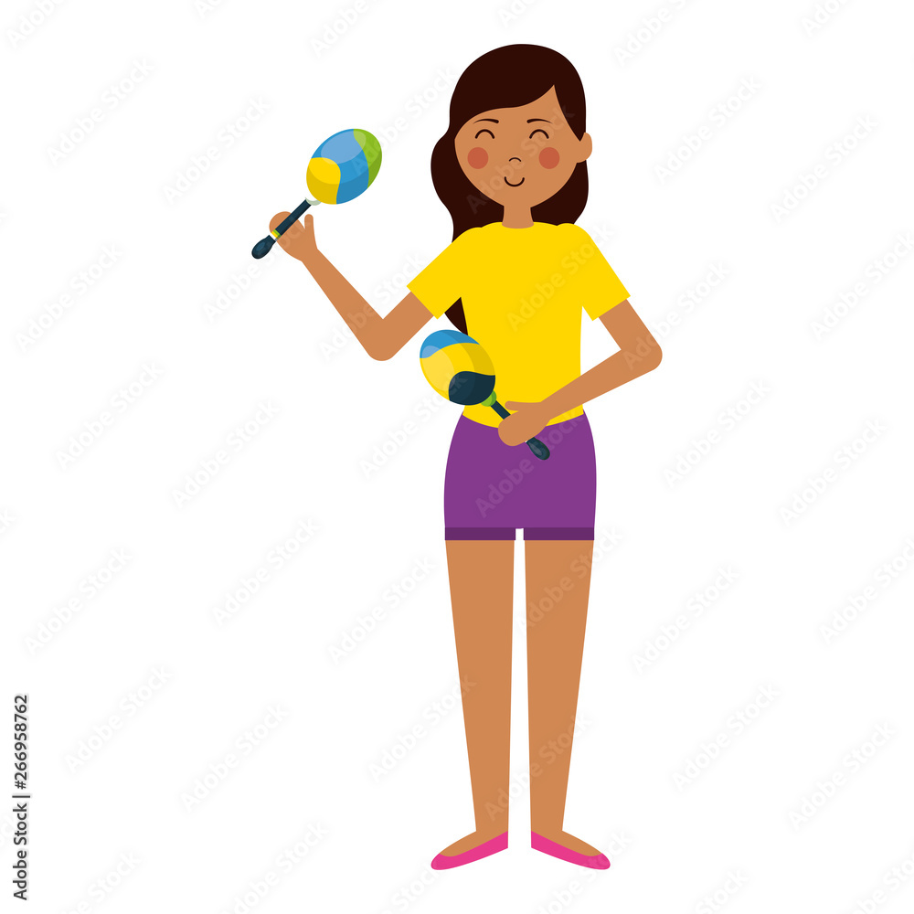 young woman with maracas