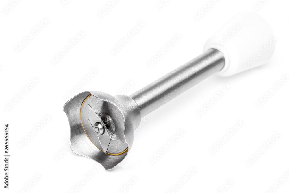 blender cutting blades side close up to lie on white background. blender cutting blades side close up to lie on white background.