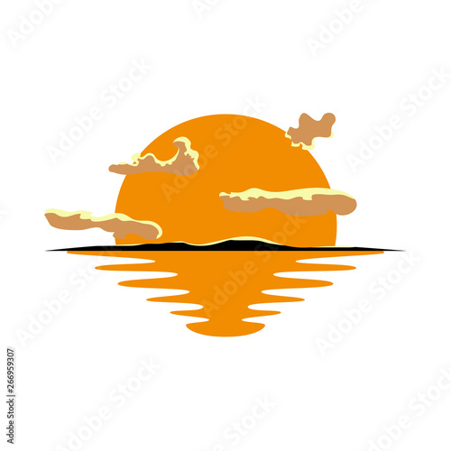 Isolated beautiful sunset with reflection in the water- Vector