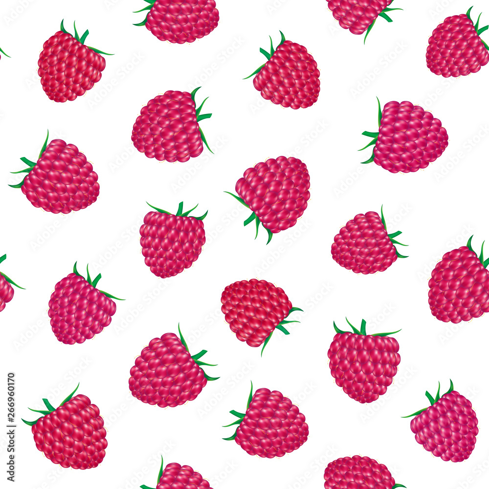 Seamless pattern of ripe raspberries on a white background Seamless pattern of ripe raspberries on a white background