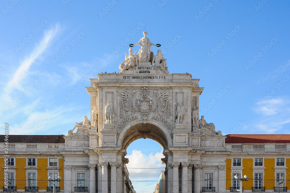 Rua Augusta Arch, triumphal arch-like on the Praça do Comércio (Commerce Square) in Lisbon, Portugal