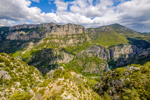 Obraz na płótnie Vue panoramique sur les Gorges du Verdon, Grand Canyon, rive gauche. Aiguines, Provence, France. w salonie