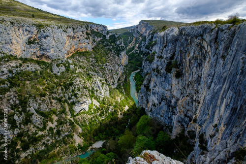 Obraz na płótnie Vue panoramique sur les Gorges du Verdon, Grand Canyon, rive gauche. Aiguines, Provence, France. w salonie