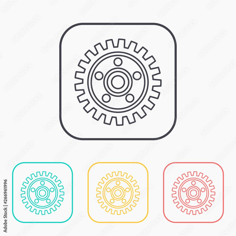 vector outline icon of gear vector outline icon of gear