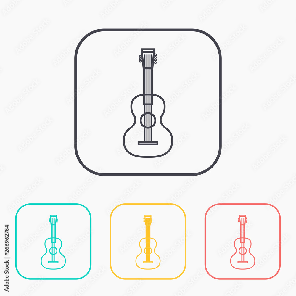 Acoustic guitar illustration. Musical instrument vector outline icon Acoustic guitar illustration. Musical instrument vector outline icon