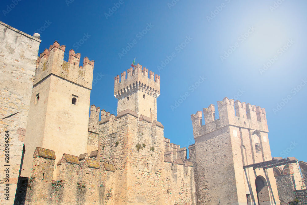 Sirmione castle, northern Italy touristic town - detail of the ancient fortification