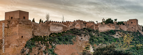 Panoramic view of landmark Alcazaba castle in Almeria, Spain. photo