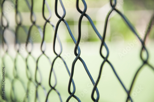 large cells of iron mesh in the park