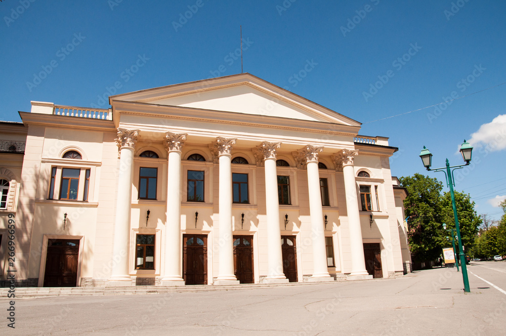 Naklejka premium Large tall white building with large pillars