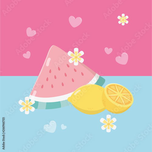 fresh watermelon and oranges fruits