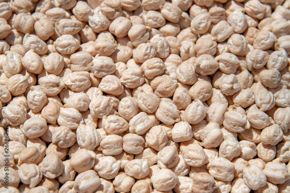 Dried Chickpeas Macro Background. Healthy / vegan concept.