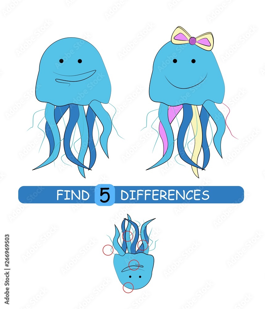 Find differences between pictures. Vector cartoon educational game ...