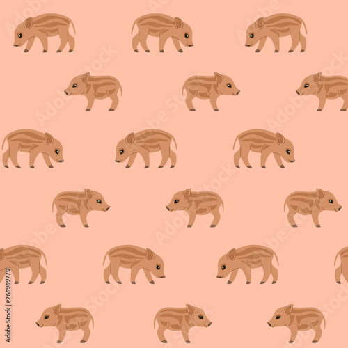 Cartoon boar - simple trendy pattern with boar. Cartoon vector illustration for prints, clothing, packaging and postcards.  © Lili Kudrili