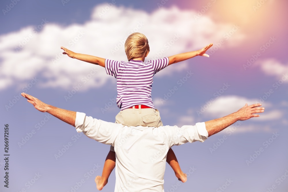 Family happy outside sunset vacation lifestyle hug Family happy outside sunset vacation lifestyle hug