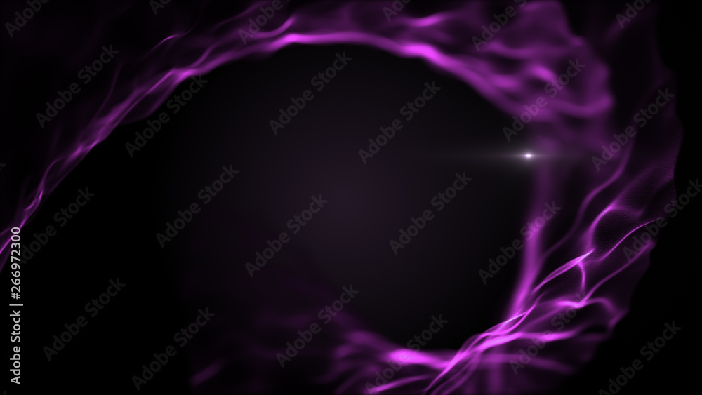 Abstract liquid whirl background. Bright violet, purple shapes on black backdrop. Light blurred white blick is inside the waves. Abstract liquid whirl background. Bright violet, purple shapes on black backdrop. Light blurred white blick is inside the waves.